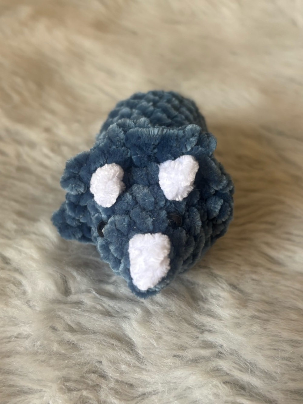 Handmade Crochet Blue Rhinoceros Small Plush